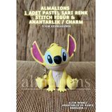 Stitch 9,5 cm Figür Oyuncak Anahtarlık Charm Çanta - Pastel Sarı