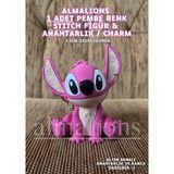 Stitch 9,5 cm Figür Oyuncak Anahtarlık Charm Çanta - Pembe