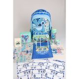 Stitch DEKOMUS İLE LİSANSLI "ICONIC BLUE COLLECTION" KIRTASİYE SETİ OKUL VE KALEM ÇANTASI,500 ML MAT