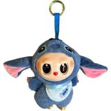 Stitch Figürlü Labubu Peluş Anahtarlık Lacivert