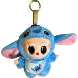Stitch Figürlü Labubu Peluş Anahtarlık Mavi