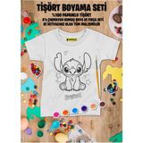 Stitch Tişört Boyama Seti – Çocuk Full Set Fırçalı, Kreatif Elbise Tasarım Oyunu, 3+ Yaş - Beyaz