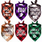 STMK Tatil Ekose Köpek Bandanaları, 6'lı Paket Cadılar Bayramı Şükran Günü Noel Köpek Bandanası Tatil Cadılar Bayramı Şükran Günü Noel Köpek Yavrusu Kostüm Dekorasyonları için