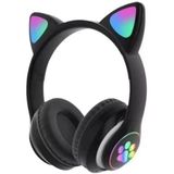 STN-28 Kedi Kulaklı LED Işıklı Bluetooth Kulaklık, Mikrofonlu, Siyah Renk, Kulak Üstü Tasarım