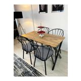stnlifeconcept Mutfak Masa Takımı 60x120cm Yemek Masası X Metal Ayaklı Masa Seti 4 Güneş Sandalye Kumaş