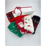 Stocalze 4’lü Kutulu Noel ve Yılbaşı Temalı Çorap Seti. Soft İplikli Havlu Kışlık Renkli Unisex Çorap. - 36 - 42 - Siyah - Kırmızı - Ekru - Yeşil