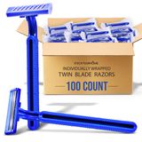 Stock Your Home Dökme Tek Kullanımlık Jilet (100 Sayım), Erkekler ve Kadınlar için İkiz Bıçaklı Jiletler, Dövme Ekipmanları, Seyahat, Bakım Paketleri, BnB banyo malzemeleri ve Daha Fazlası için Bireysel Sarılmış