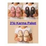 STOCON 3'lü Paket Yumoş Kadın Kışlık Ev Terliği Çeyiz Terliği Hediyelik Terlik EvTerliği STC1158