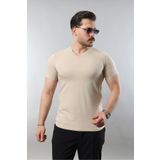 STOCX Erkek %100 Pamuk Slim Fit Dar Kesim V Yaka Basic Tişört