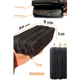 Stok CITY Black pencil case 3 Bölmeli kalem çantası 3 fermuarlı Kalemlik kalem kutusu