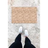 Stok Shoper Dijital Baskı Bej Dış ve Iç Mekan Kedili Desen Kapı Önü Paspası - 70 x 45 cm - Renkli