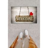 Stok Shoper Dijital Baskı Dekoratif Welcome Gri Kapı Önü Paspası - 70 x 45 cm - Renkli