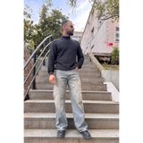 STOKHANE Erkek Taş Yıkama Dikiş Detaylı Geniş Paça Jean Pantolon