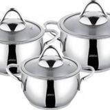 Stone 6 pr. Mini Derin Tencere Set Cam Kapak