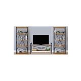 STONE CONCEPT MOBİLYA Kitaplık Ve Tv Sehpası Seti 3lü Yaşam Ünitesi Seti Çam