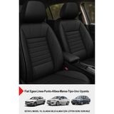 Stone Deri Oto Koltuk Kılıfı - Bel Destekli (Fiat Egea-Linea-Punto-Albea-Marea-Tipo-Uno Uyumlu) - Siyah