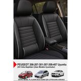 Stone Deri Oto Koltuk Kılıfı - Bel Destekli (Peugeot 206-207-208-306-307-407 Uyumlu) - Beyaz