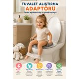 Stone Gri Çocuk Tuvalet Alıştırma Adaptörü Kulplu Kaymaz Tabanlı Ergonomik Klozet Aparatı