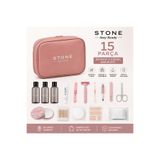Stone Ready Kit 15 Parça Seyahat Ve Kişisel Bakım Kiti Makyaj Organizer Çantası Seti Pembe