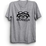 Stone Sour, Logo, Rock Metal Müzik Grubu Baskılı %100 Pamuk Tişört - 2XL - Gri