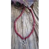 Stoneage Doğal Taş Bordo Vişne Rengi Jade Kırlangıç Bayan Kolye