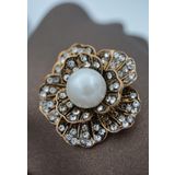 Stoneage İncili Açelya Çiçeği Madeni Bronz Broş