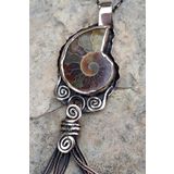 Stoneage Jewellery Amonit Fosili Doğal Taş Tasarım Bayan Kolye