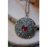Stoneage Jewellery Kök Zümrüt Kök Yakut Taşlı Otantik Kolye