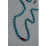 STONEAGE JEWELLERY Mercan ve Turkuaz Taşlı Metalsiz Kolye