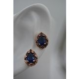 Stoneage Safir Taşlı Mıhlama İşçilikli Küçük Boy Damla Küpe