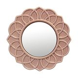 Stonebriar Dekoratif 9" Soluk Pembe Yuvarlak Çiçekli Seramik Vurgulu Duvar Aynası, Ekli Asma Halkalı Duvar Aynası, Oturma Odası, Yatak Odası, Banyo, Koridor ve Giriş Yolu için Dekoratif Dekor