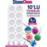 Stonechem 10 Gözlü 4 cm Yuvarlak Silikon Kalıp – Epoksi Kolye ve Takı Kalıbı