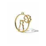 stonechem 3,5 cm Gold Zamak Kolye Ucu Daire Kedi-Yonca 5 Adet Epoksi ve Takı Yapımı