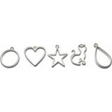 Stonechem 5 Adet Karışık Form Metalik Gümüş Zamak Kolye Ucu Seti 3.5 cm – Epoksi Reçine ve Takı Tasarımı İçin Geometrik Metal Çerçeve Seti (Paslanmaya Dayanıklı Takı Aparatları) - Gri