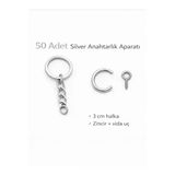 Stonechem 50 Adet Silver Anahtarlık Halkası Seti – 2.4 cm Metal Halka, Zincir ve Vida Uçlu Anahtarlık Aparatı