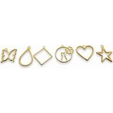 Stonechem 6 Adet Karışık Form Gold Zamak Kolye Ucu Seti 3.5 cm – Epoksi Reçine ve Takı Tasarımı İçin Geometrik Metal Çerçeve Seti (Paslanmaya Dayanıklı Takı Aparatları)