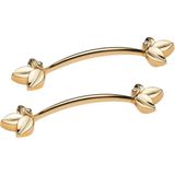 Stonechem Defne Gold Tepsi Kulpu 14 cm – Yonca Desenli Zamak Tasarım Altın Renk (2 Adet) - Beyaz