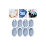 stonechem Epoksi Çoklu Silikon Kalıp Anahtarlık Oval Delikli Kolye Küpe Kalıbı 5X3 CM 8 Li