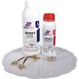 Stonechem Epoksi Tepsi Yapım Seti – 1.5 kg Şeffaf Reçine + 33.5 cm Tırtıklı Silikon Kalıp + Sim Seti + Gold Zamak Kulp