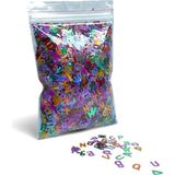 Stonechem Holografik Renkli Harf Glitter – 5 GR Karışık Alfabe Pullu Sim (Epoksi, UV Reçine ve Takı Tasarımı İçin Gökkuşağı Efektli İsimli Ürün Süslemesi) - Çok Renkli