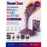 Stonechem Holografik Renkli Harf Glitter – 5 GR Karışık Alfabe Pullu Sim (Epoksi, UV Reçine ve Takı Tasarımı İçin Gökkuşağı Efektli İsimli Ürün Süslemesi) - Çok Renkli