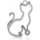 Stonechem Metalik Kedi Zamak Kolye Ucu 3.5 cm – Gri/Gümüş Renkli Epoksi Reçine ve Takı Tasarımı İçin Kaliteli Metal Çerçeve (Kedi Figürlü, Paslanmaya Dayanıklı Takı Aparatı)