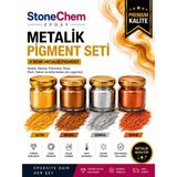 Stonechem Metalik Pigment Seti | Altın Bronz Gümüş Bakır | Epoksi, Reçine, Mum, Sabun ve Boya Için