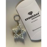 Stoneday İncili Yıldız Model Gümüş Detaylı El Yapımı Tasarım Anahtarlık