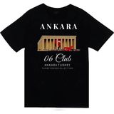 stonedfame Ankara - 06 - Anıtkabir - Atatürk - Türk Bayrağı - Şehir Baskılı Unisex %100 Pamuk Siyah T-Shirt - 2XL