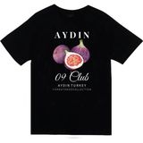 stonedfame Aydın - 09 - Incir - Meyve - Sahil - Beach Şehir Baskılı Unisex %100 Pamuk Siyah T-Shirt - 2XL