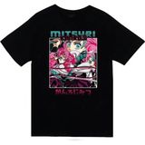 stonedfame Demon Slayer - Mitsuri Kanroji - Anime Baskılı Unisex %100 Pamuk Siyah T-Shirt - 5XL