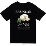 stonedfame Erzincan 24 Tulum Peyniri Girlevik Şehir Baskılı Unisex %100 Pamuk Siyah T-Shirt - 3XL