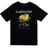 stonedfame Gaziantep - 27 - Baklava - Antep Fıstığı Baskılı Unisex %100 Pamuk Siyah T-Shirt
