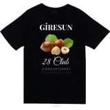 stonedfame Giresun - 28 - Fındık - Ada - Şehir Baskılı Unisex %100 Pamuk Siyah T-Shirt